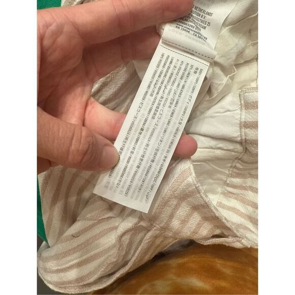 Abercrombie & Fitch Cream Pinstripe Linen Blend Lined Wide Leg Pants Size Small - Picture 5 of 5